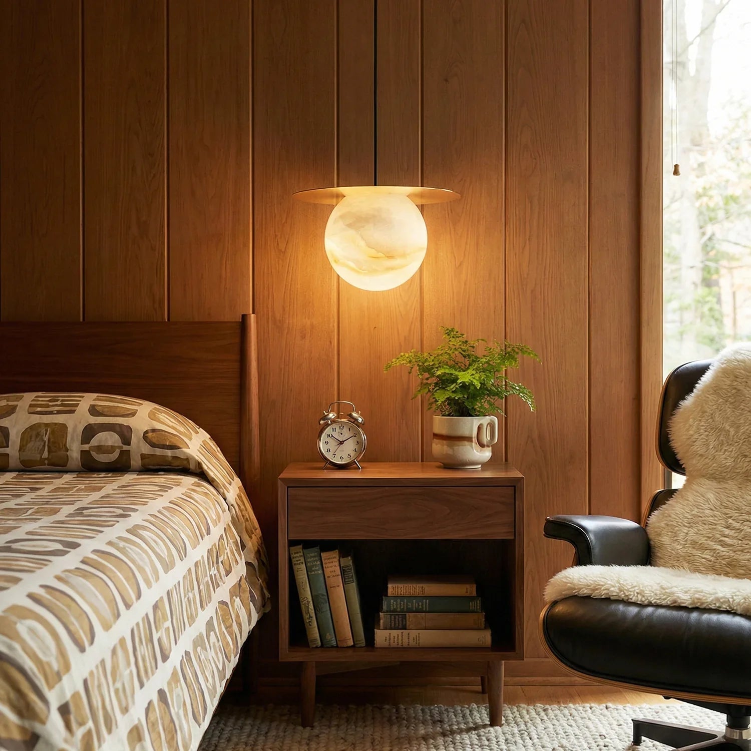 Spherical Alabaster Borra Disc Pendant Light | wildoxy
