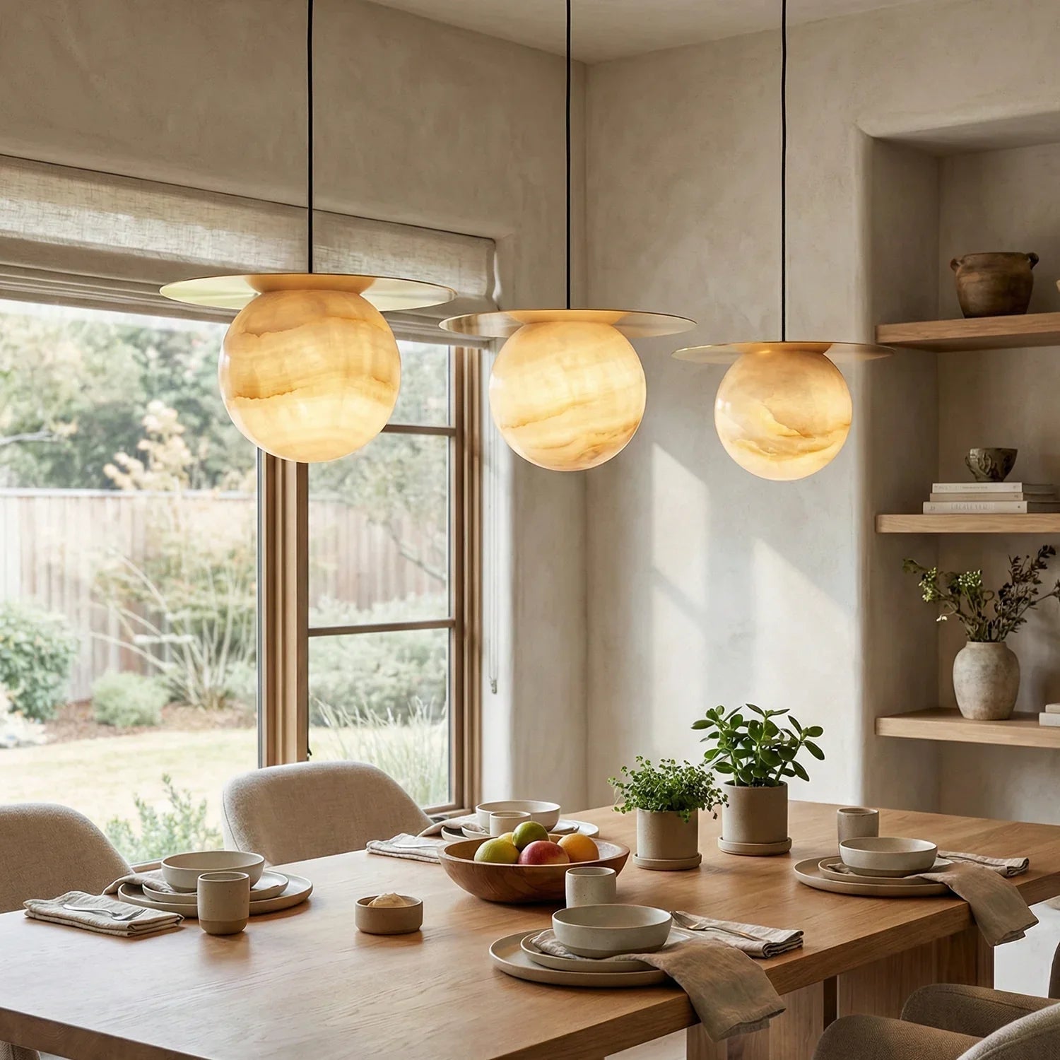 Spherical Alabaster Borra Disc Pendant Light | wildoxy