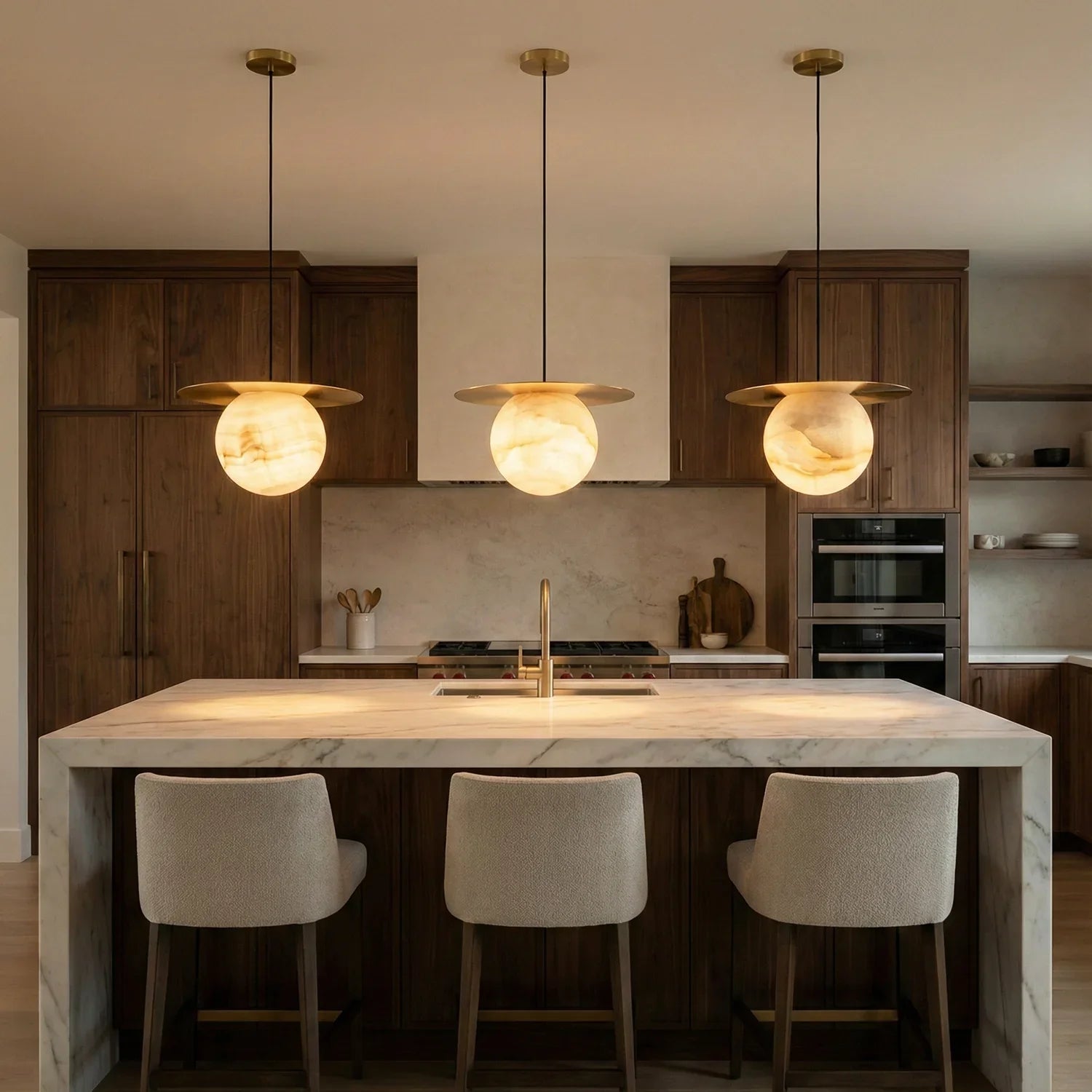 Spherical Alabaster Borra Disc Pendant Light | wildoxy