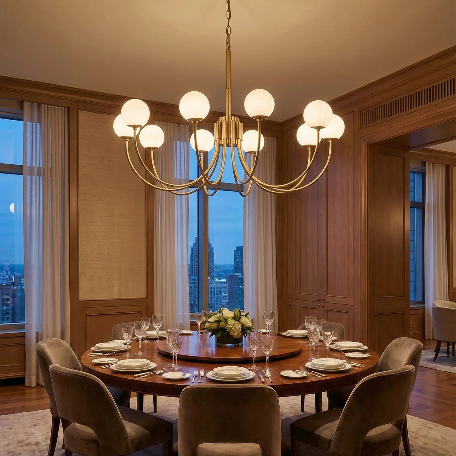 Spherical Alabaster Multi Head Chandelier | wildoxy