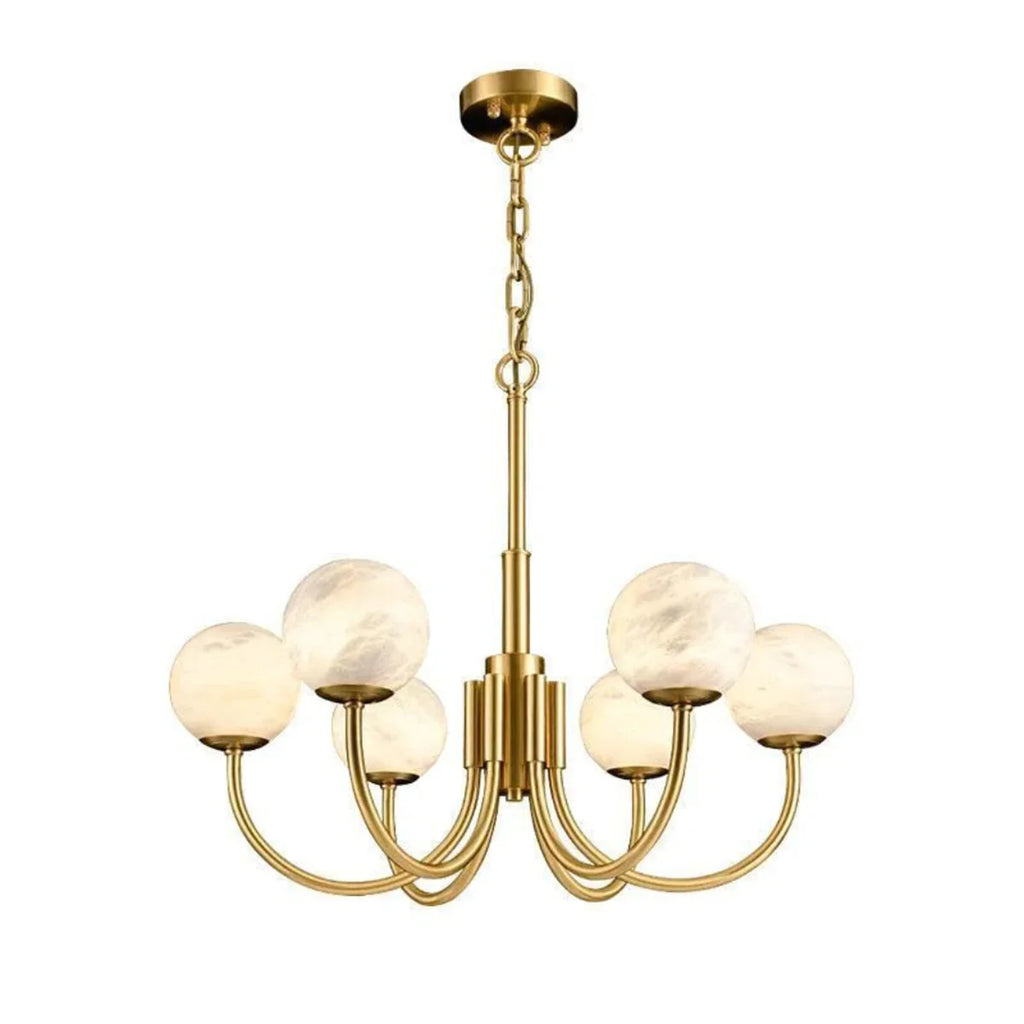 Spherical Alabaster Multi Head Chandelier | wildoxy