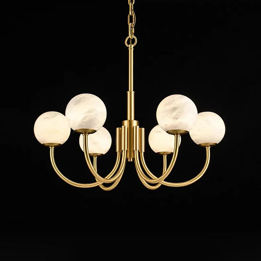 Spherical Alabaster Multi Head Chandelier | wildoxy