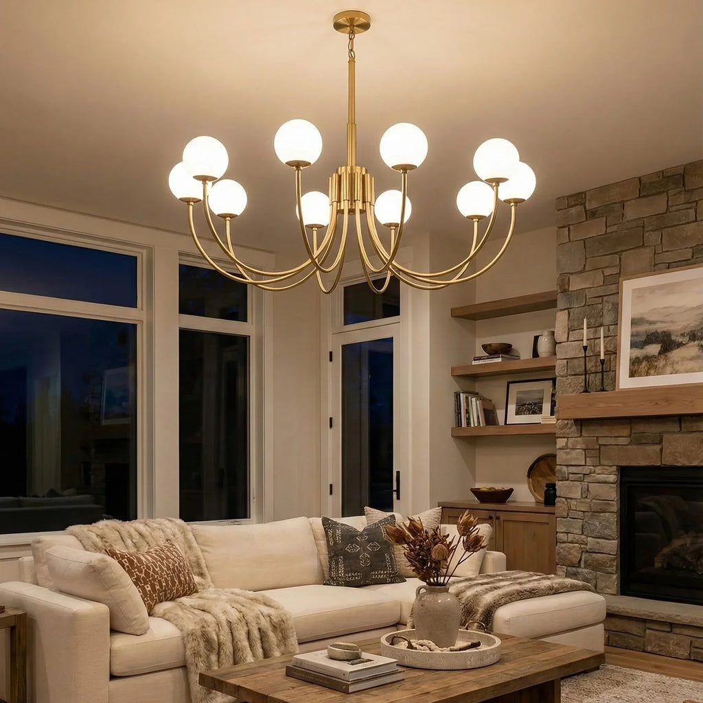 Spherical Alabaster Multi Head Chandelier | wildoxy