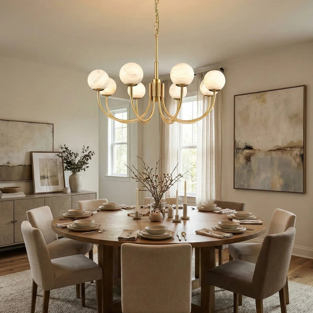 Spherical Alabaster Multi Head Chandelier | wildoxy