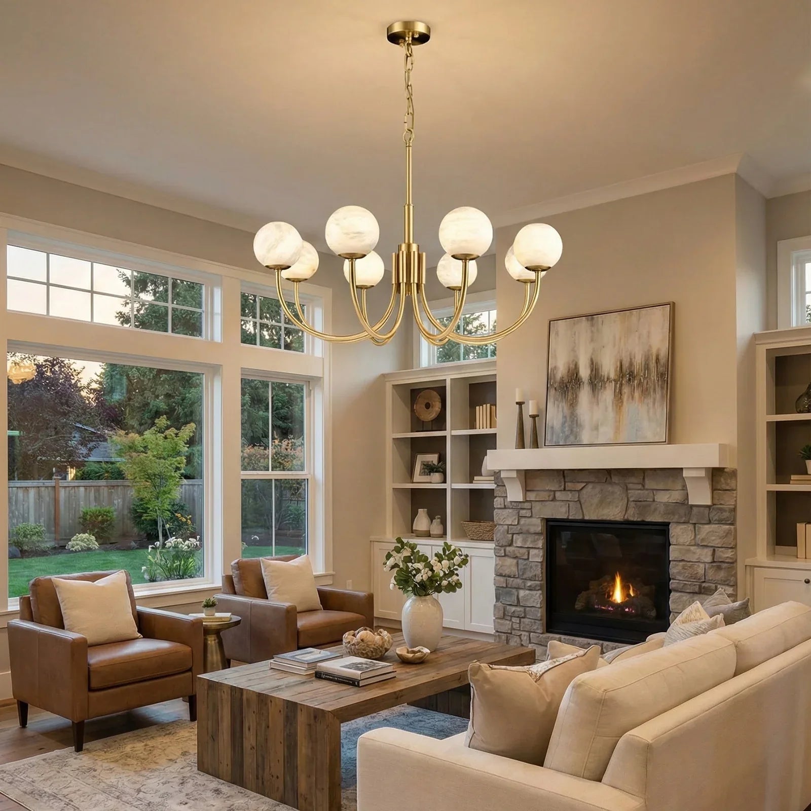 Spherical Alabaster Multi Head Chandelier | wildoxy