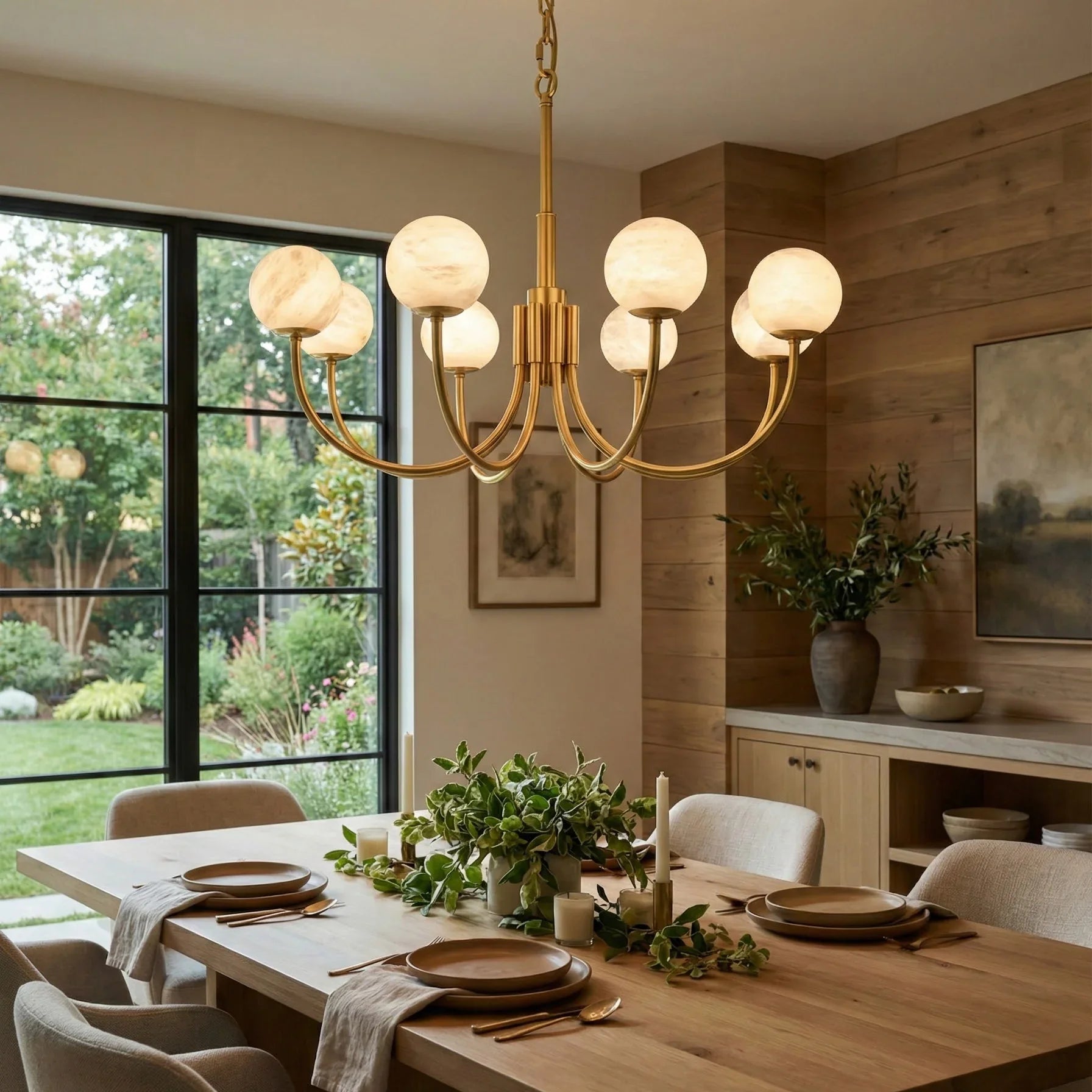 Spherical Alabaster Multi Head Chandelier | wildoxy