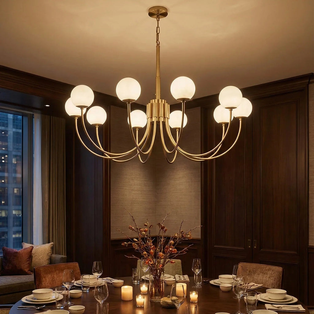 Spherical Alabaster Multi Head Chandelier | wildoxy