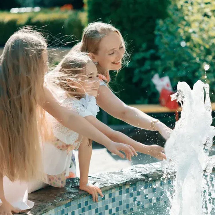 Vijverfonteinpomp — verstelbare waterstroom, 3 sproeikoppen