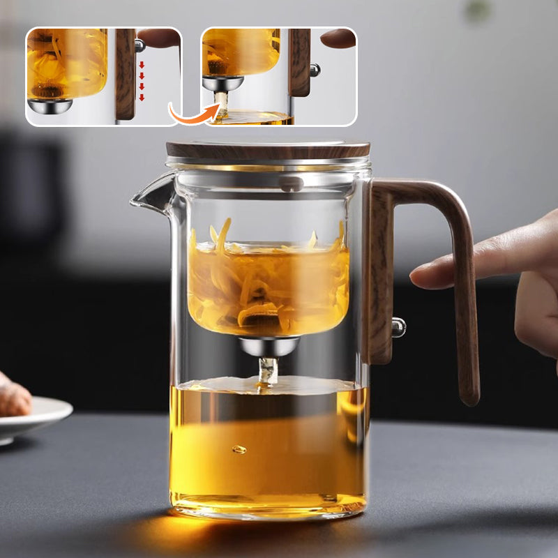 Tetera de vidrio de 500ml/700ml — Asa de madera, filtro para té