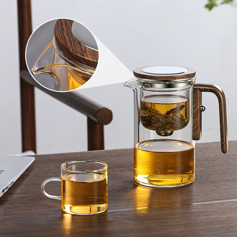 Tetera de vidrio de 500ml/700ml — Asa de madera, filtro para té