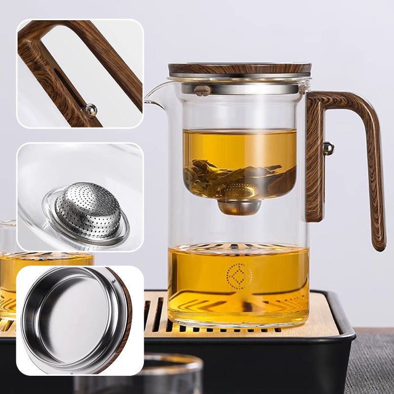 Tetera de vidrio de 500ml/700ml — Asa de madera, filtro para té