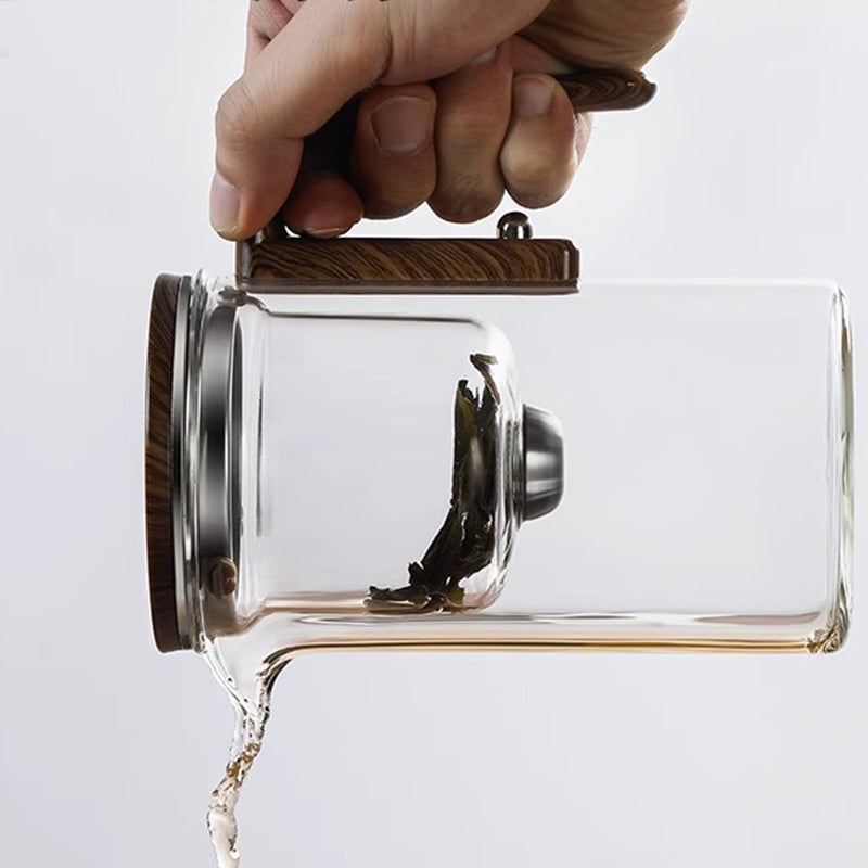 Tetera de vidrio de 500ml/700ml — Asa de madera, filtro para té