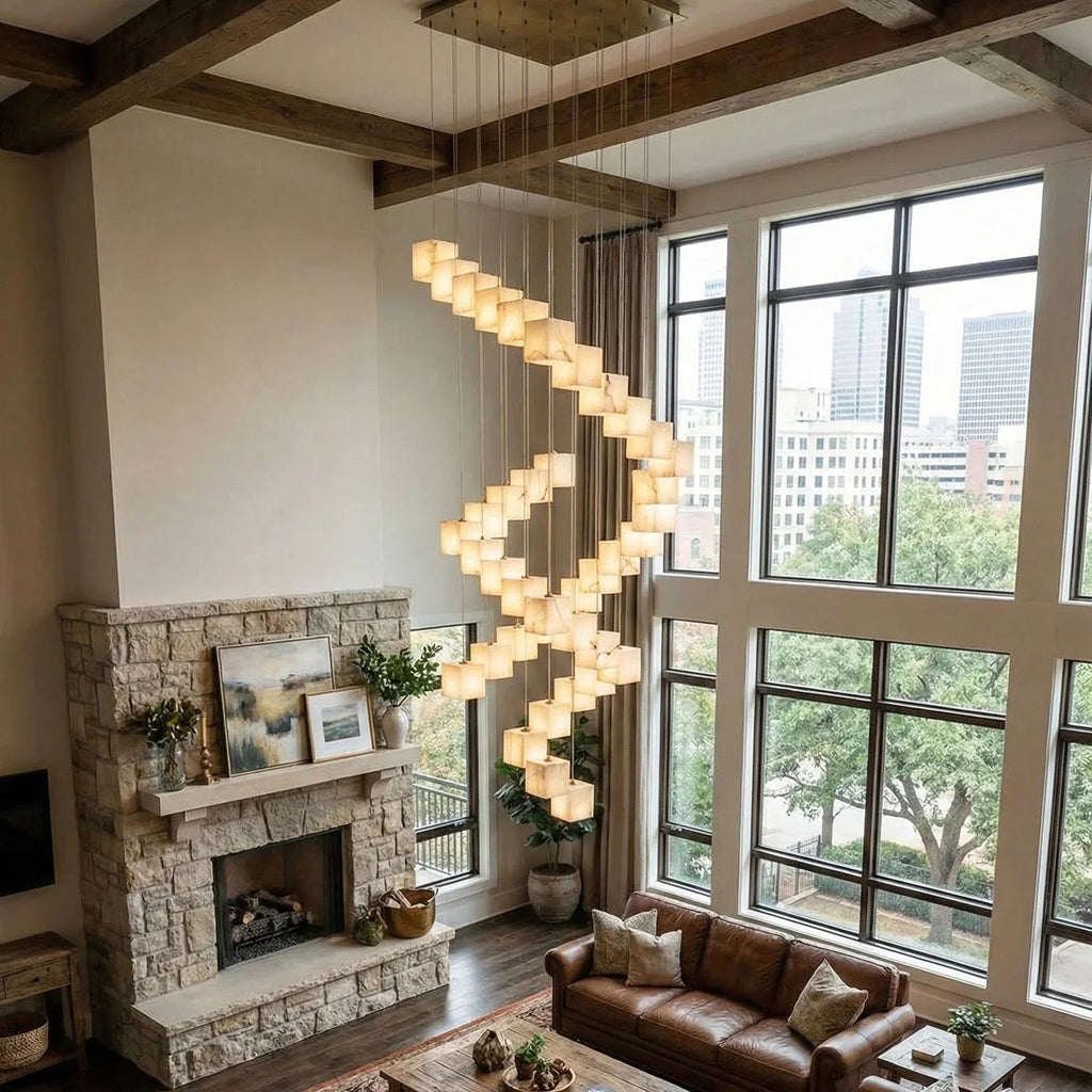 Square Alabaster Box Chandelier | wildoxy