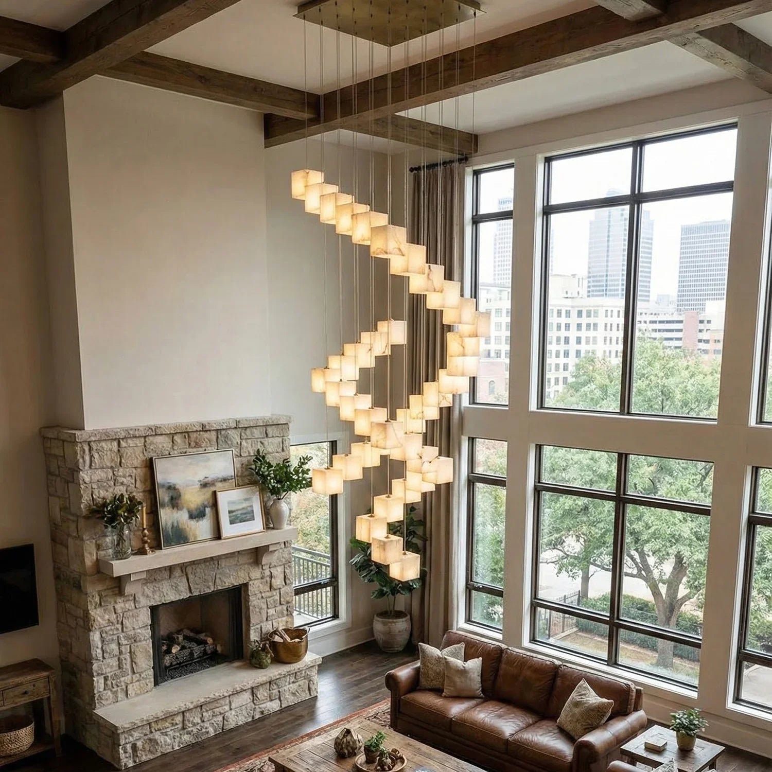 Square Alabaster Box Chandelier | wildoxy