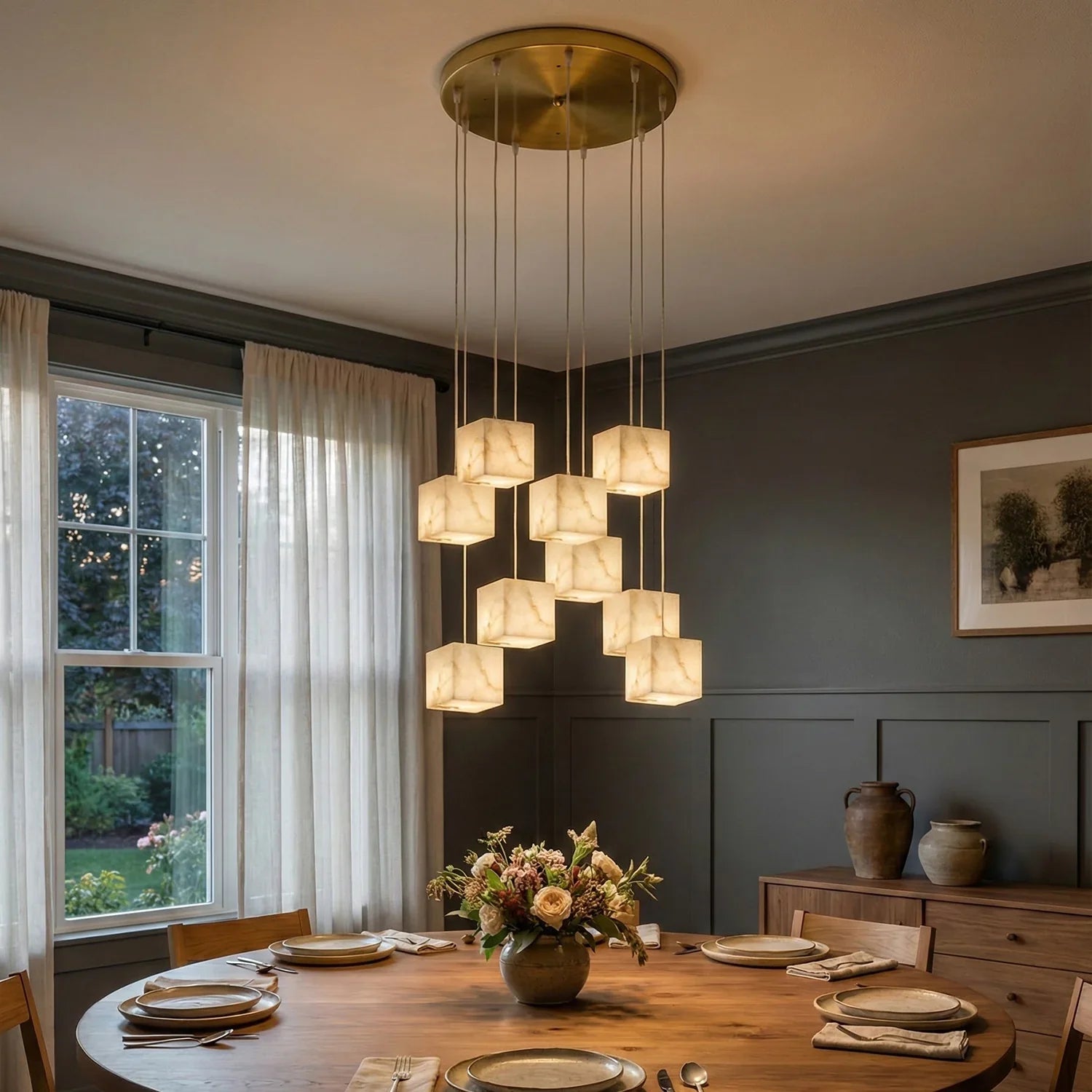 Square Alabaster Box Chandelier | wildoxy
