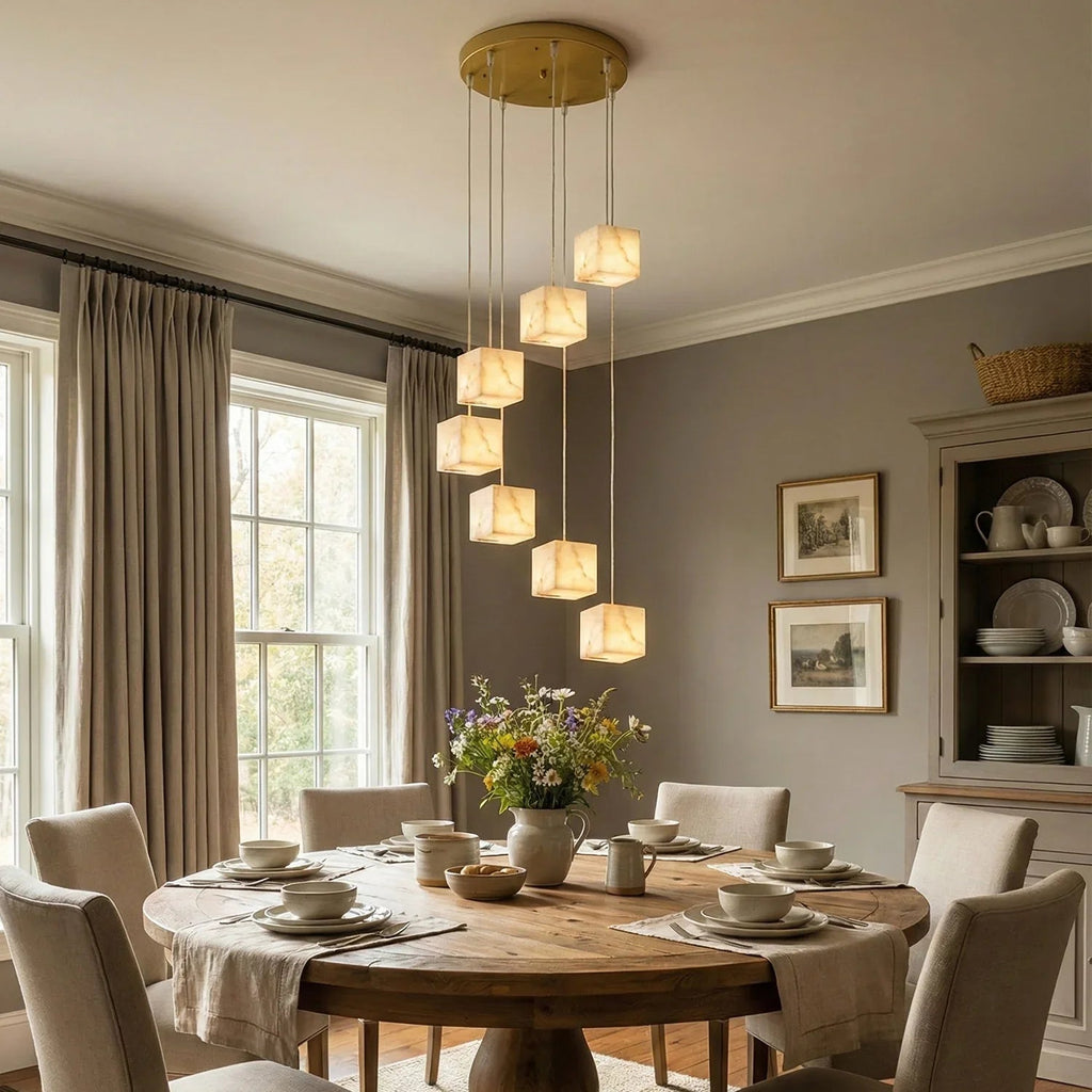 Square Alabaster Box Chandelier | wildoxy