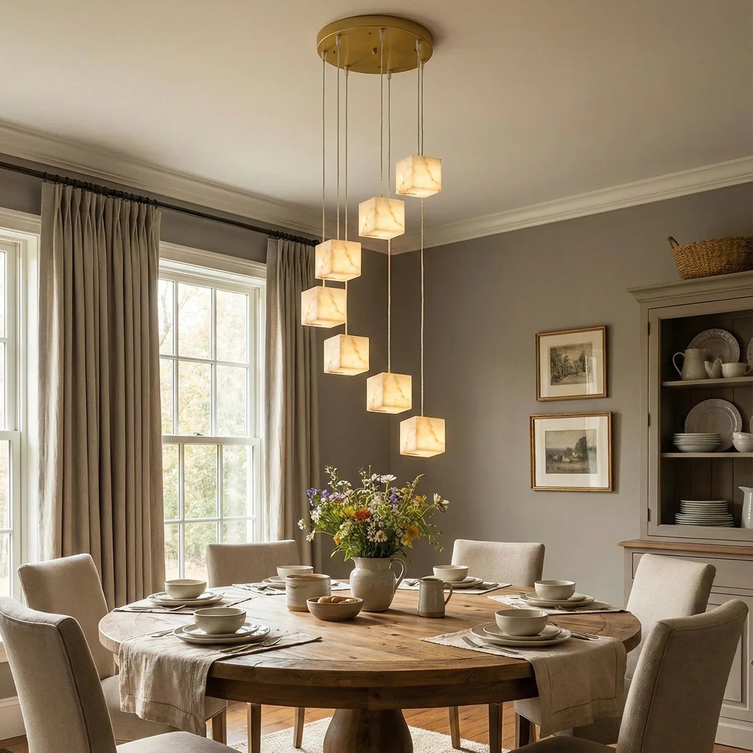 Square Alabaster Box Chandelier | wildoxy