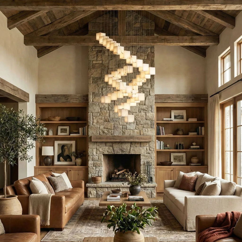 Square Alabaster Box Chandelier | wildoxy
