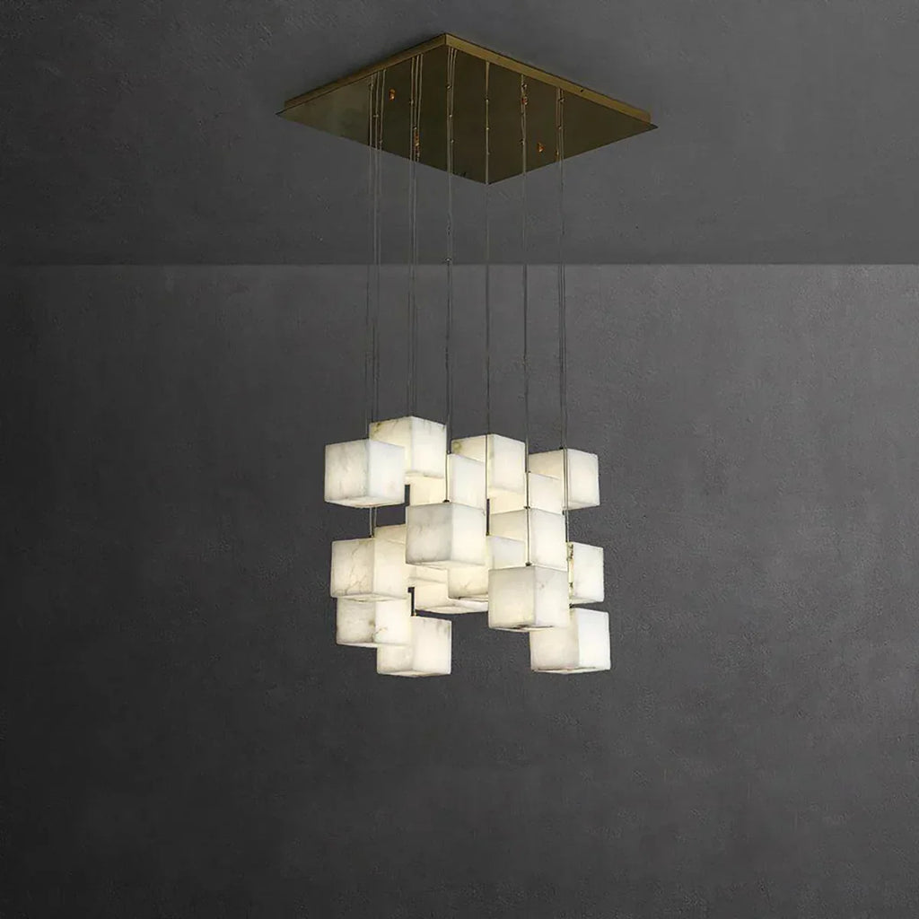 Square Alabaster Box Chandelier | wildoxy