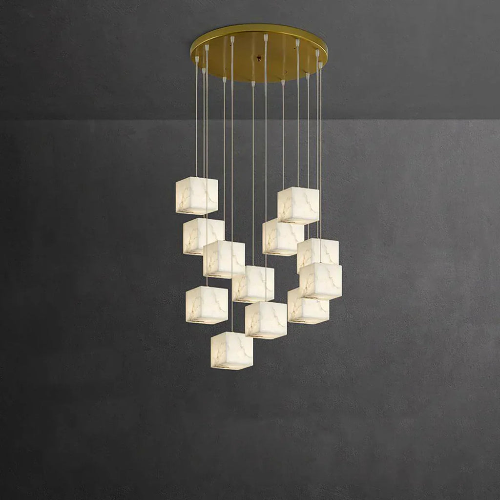 Square Alabaster Box Chandelier | wildoxy
