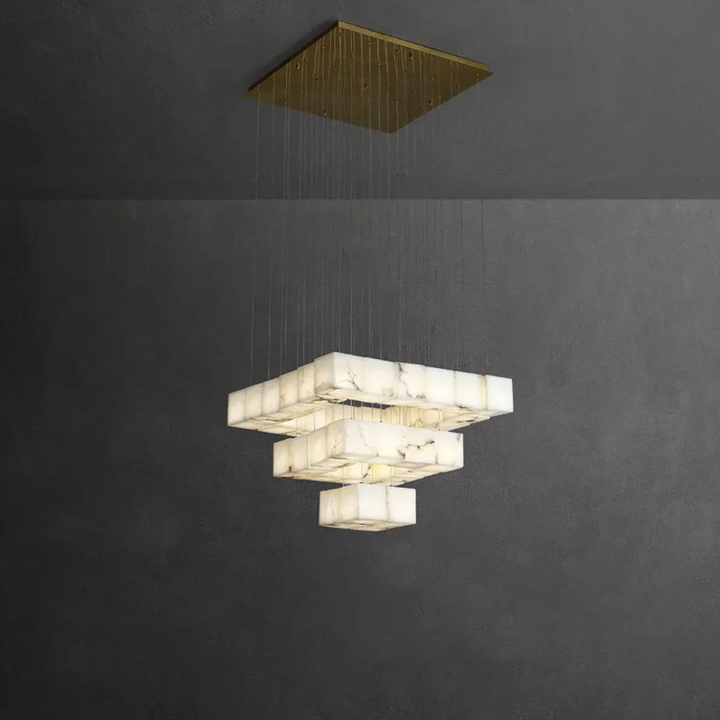 Square Alabaster Box Chandelier | wildoxy