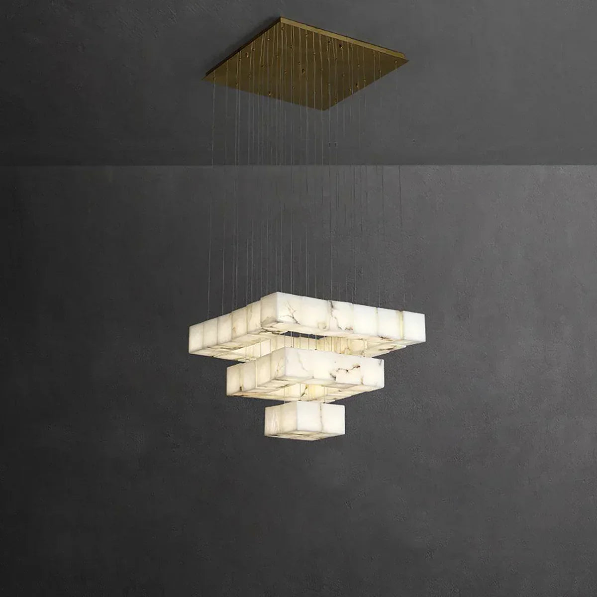 Square Alabaster Box Chandelier | wildoxy