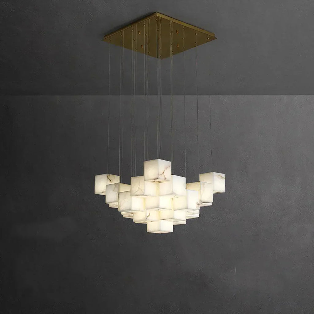Square Alabaster Box Chandelier | wildoxy