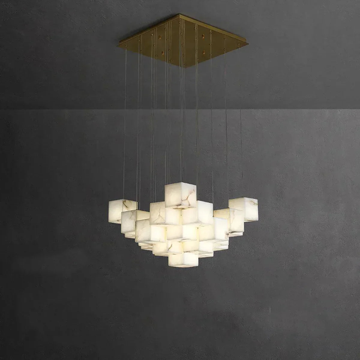 Square Alabaster Box Chandelier | wildoxy