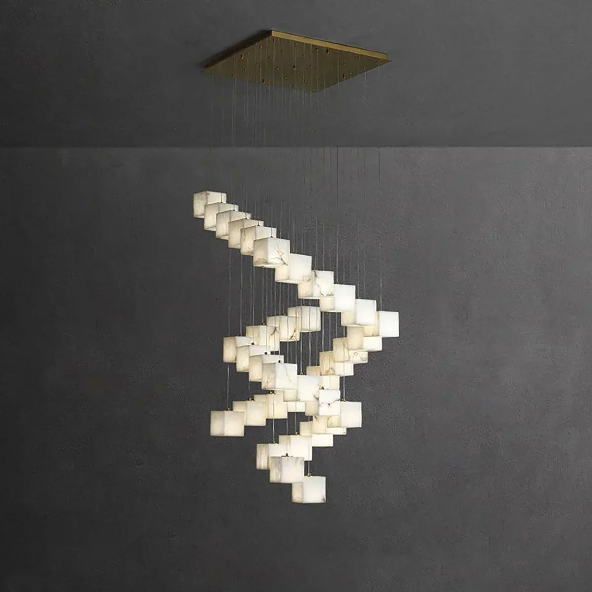 Square Alabaster Box Chandelier | wildoxy