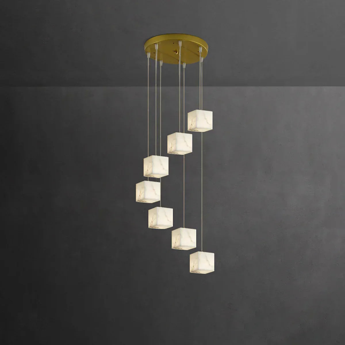 Square Alabaster Box Chandelier | wildoxy