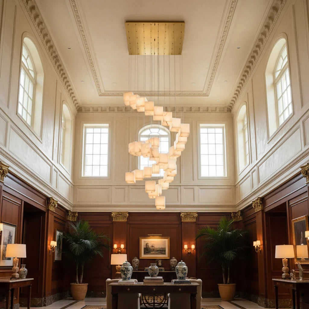 Square Alabaster Box Chandelier | wildoxy