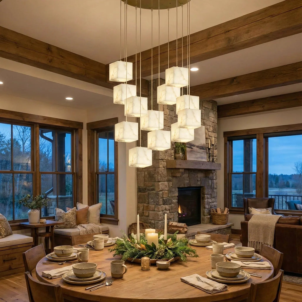 Square Alabaster Box Chandelier | wildoxy