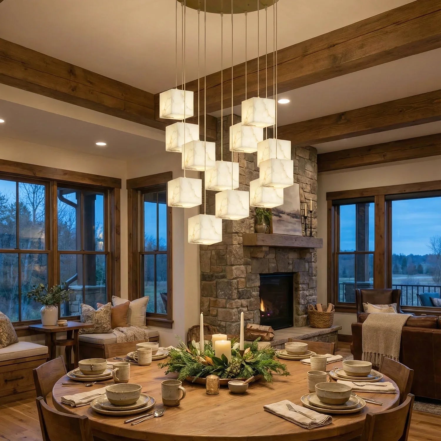 Square Alabaster Box Chandelier | wildoxy