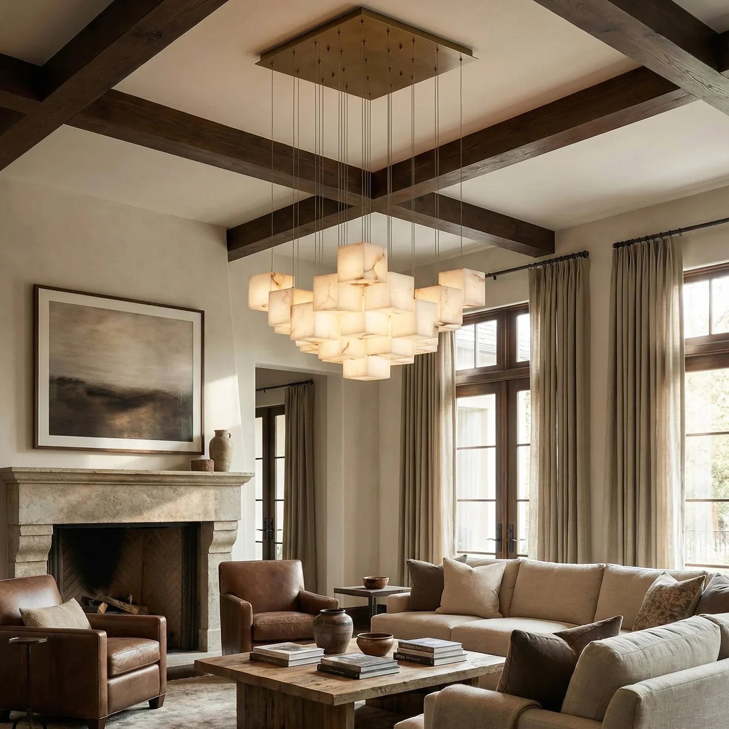 Square Alabaster Box Chandelier | wildoxy