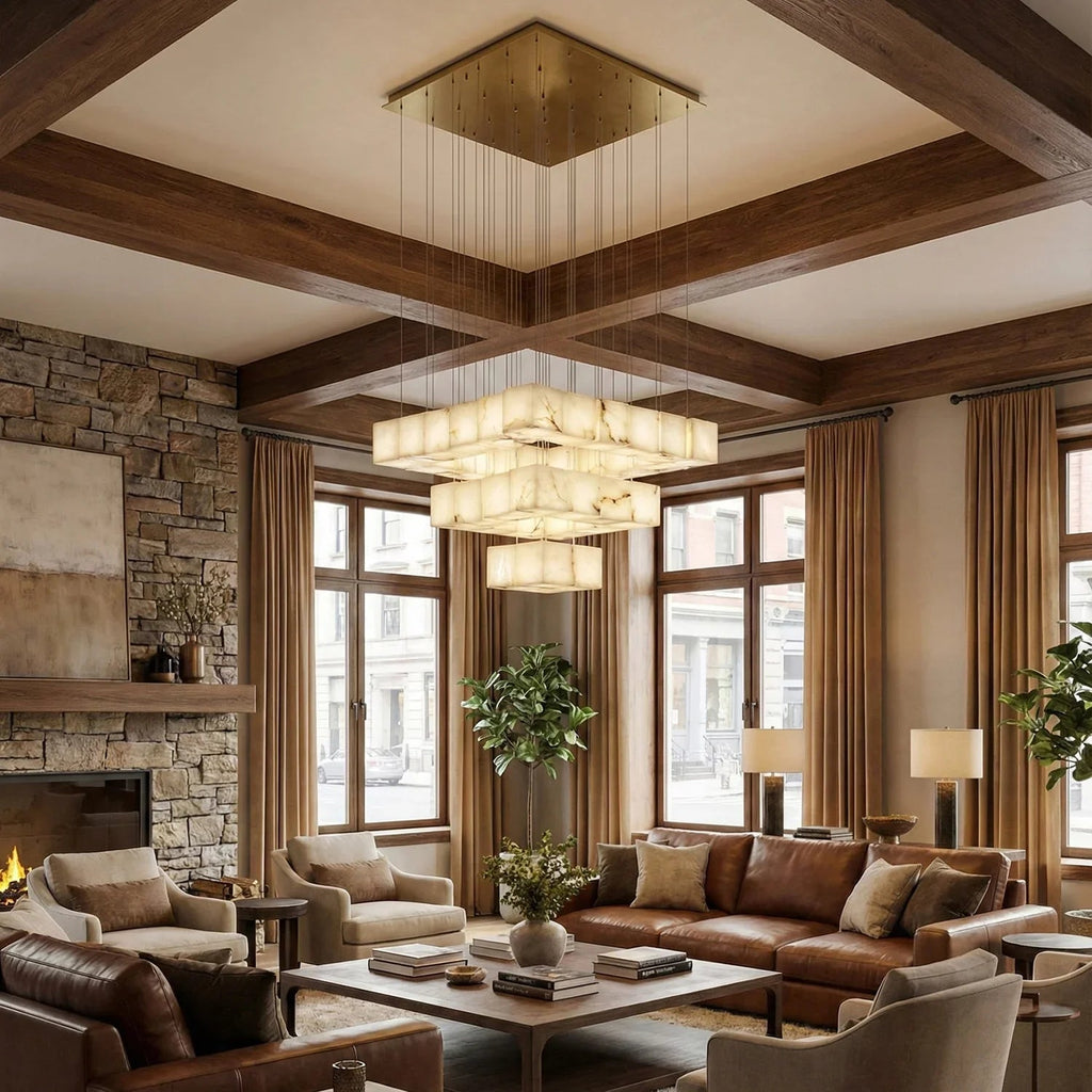 Square Alabaster Box Chandelier | wildoxy
