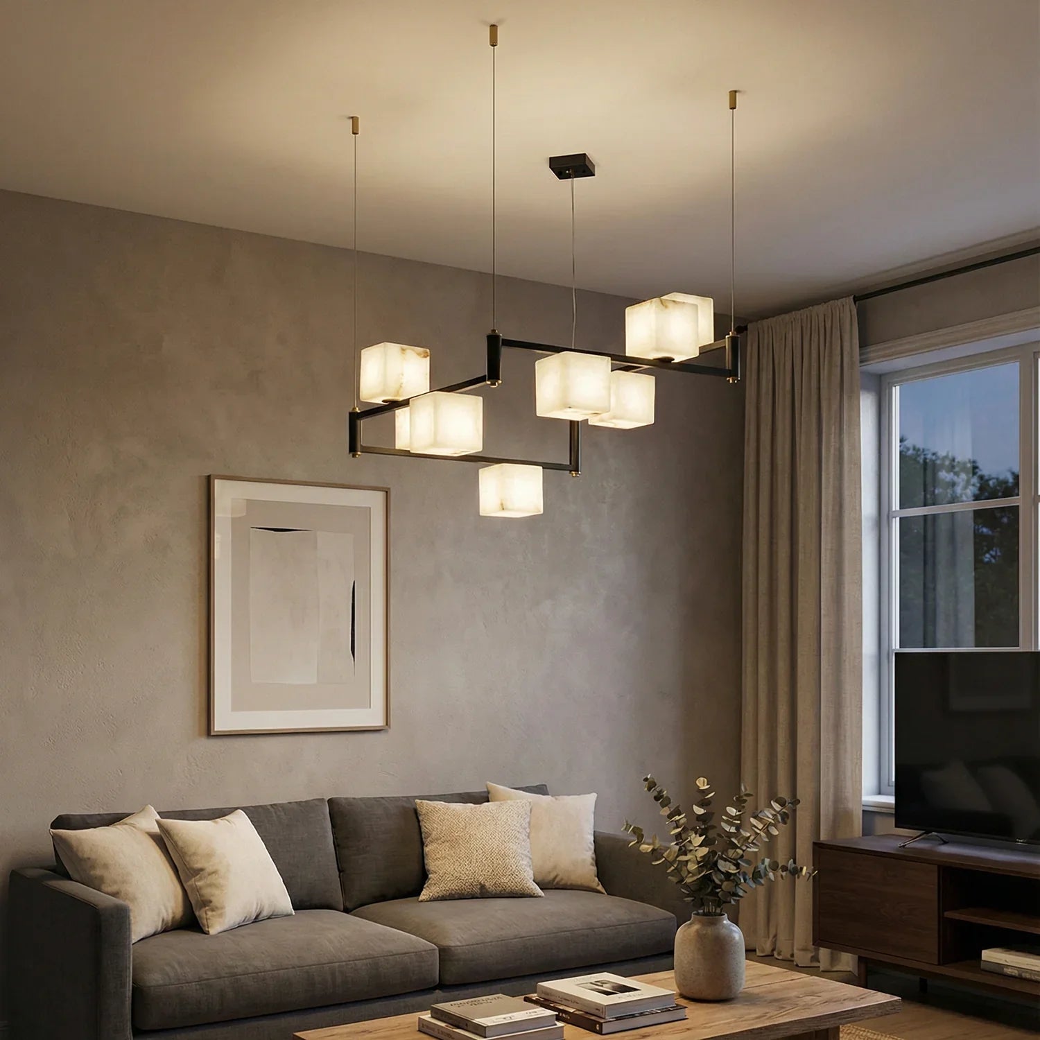 Square Alabaster Box Chandelier | wildoxy