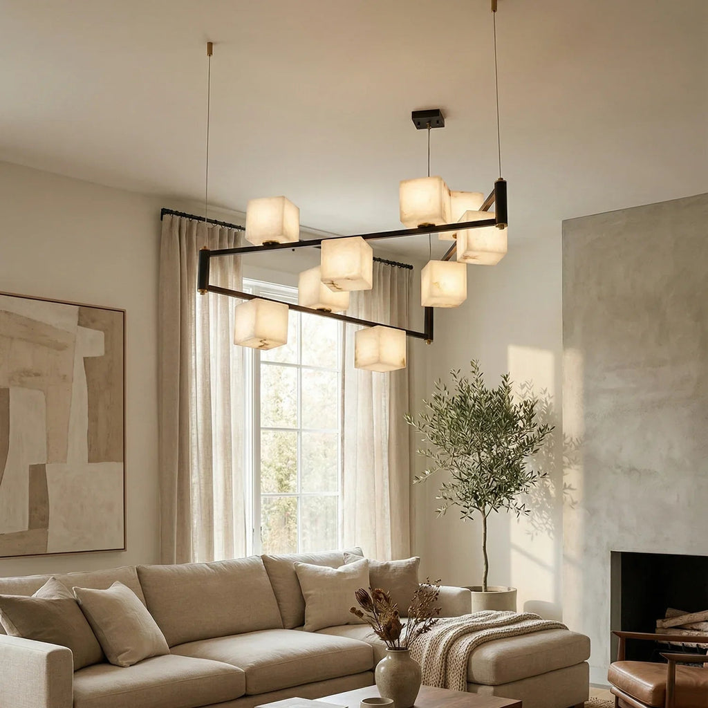 Square Alabaster Box Chandelier | wildoxy