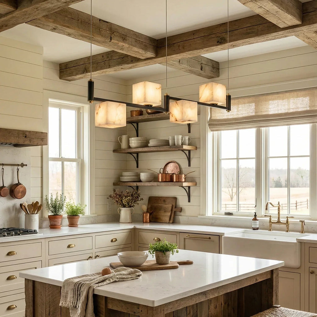 Square Alabaster Box Chandelier | wildoxy