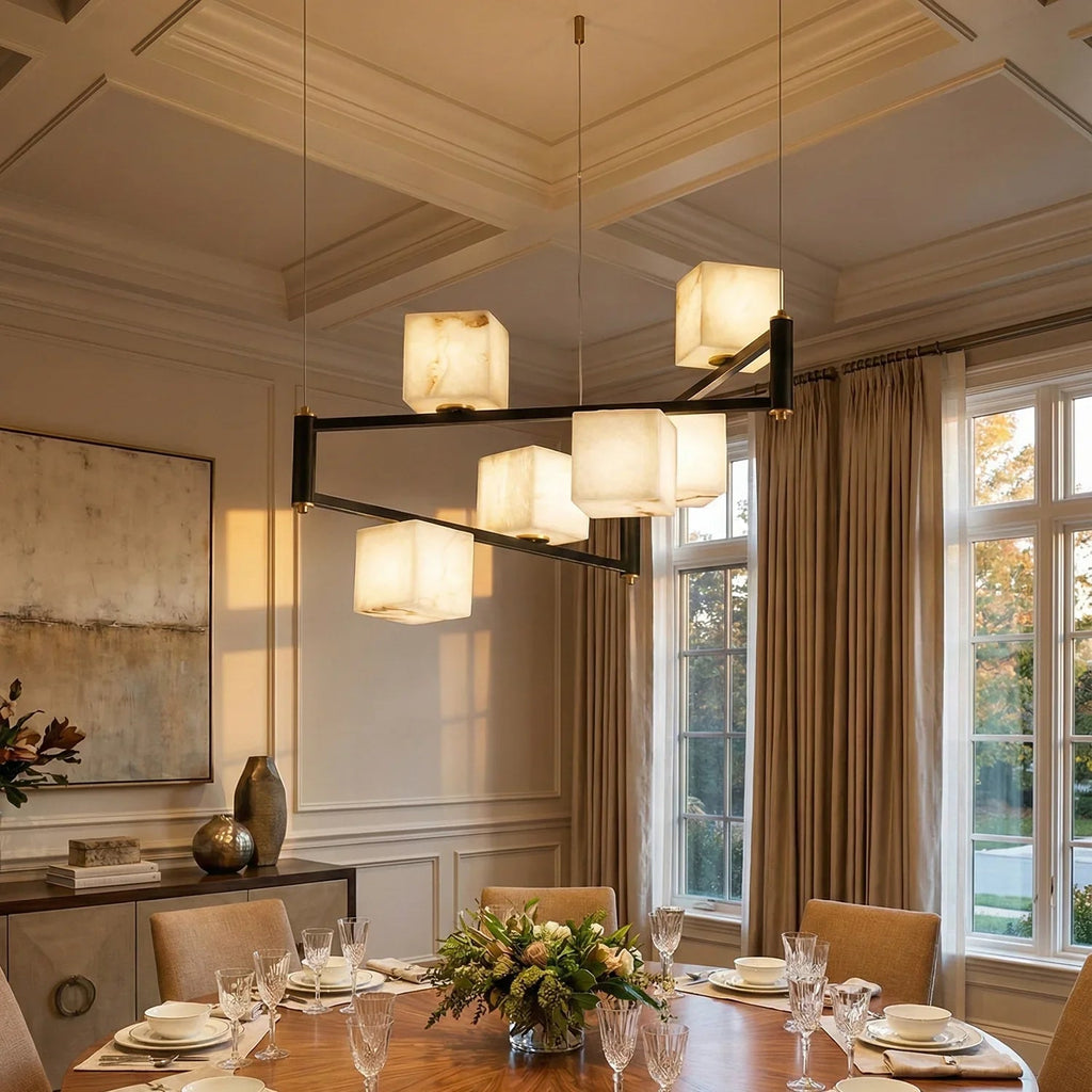 Square Alabaster Box Chandelier | wildoxy