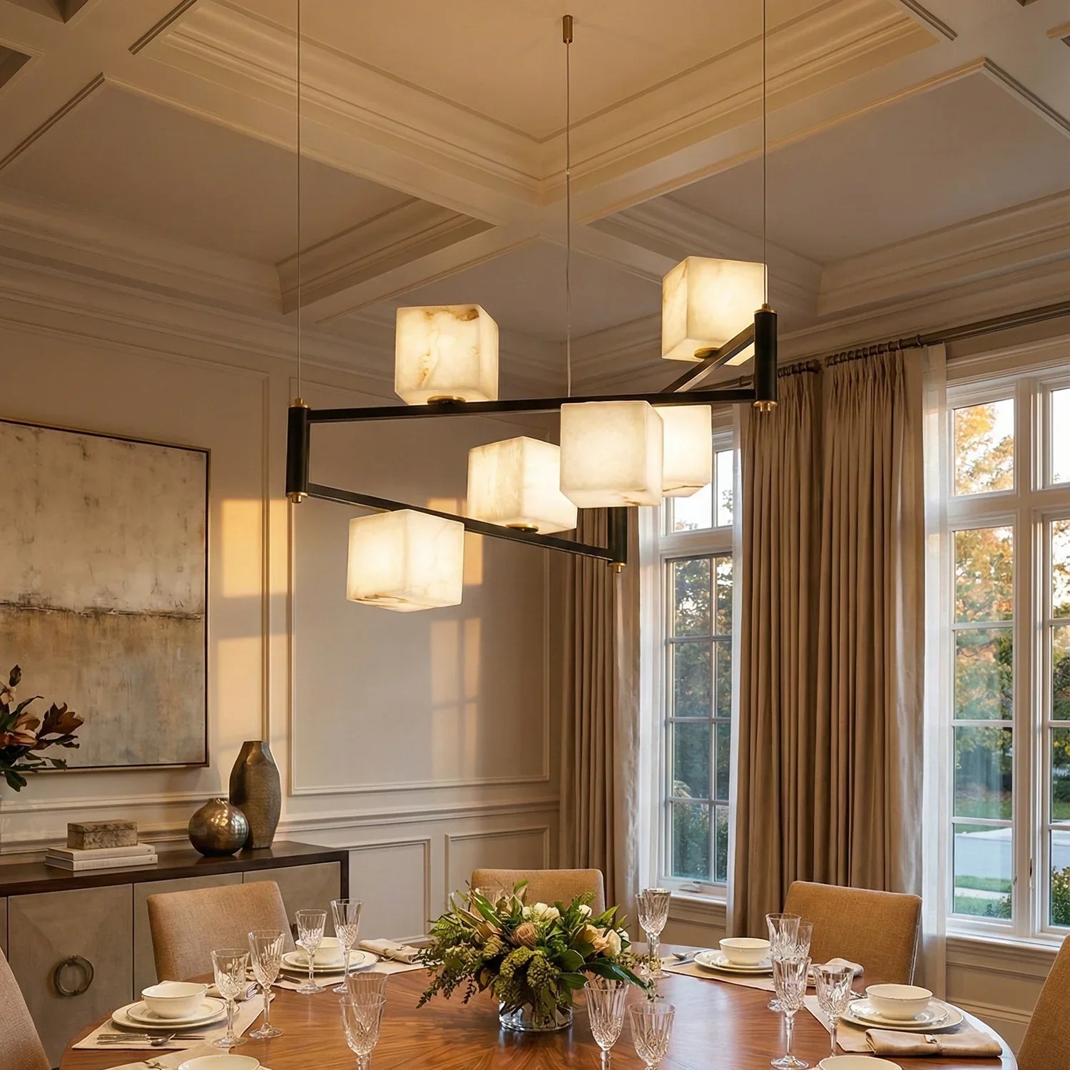 Square Alabaster Box Chandelier | wildoxy