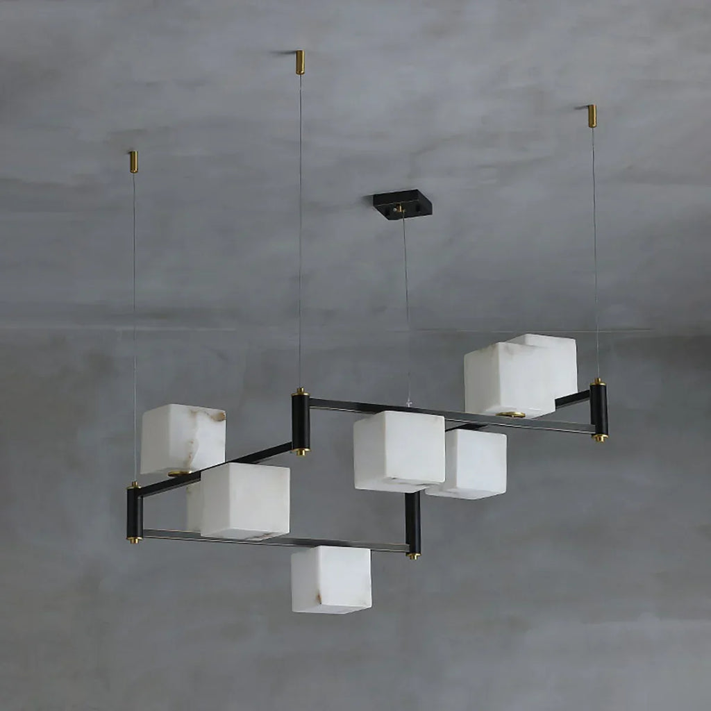 Square Alabaster Box Chandelier | wildoxy