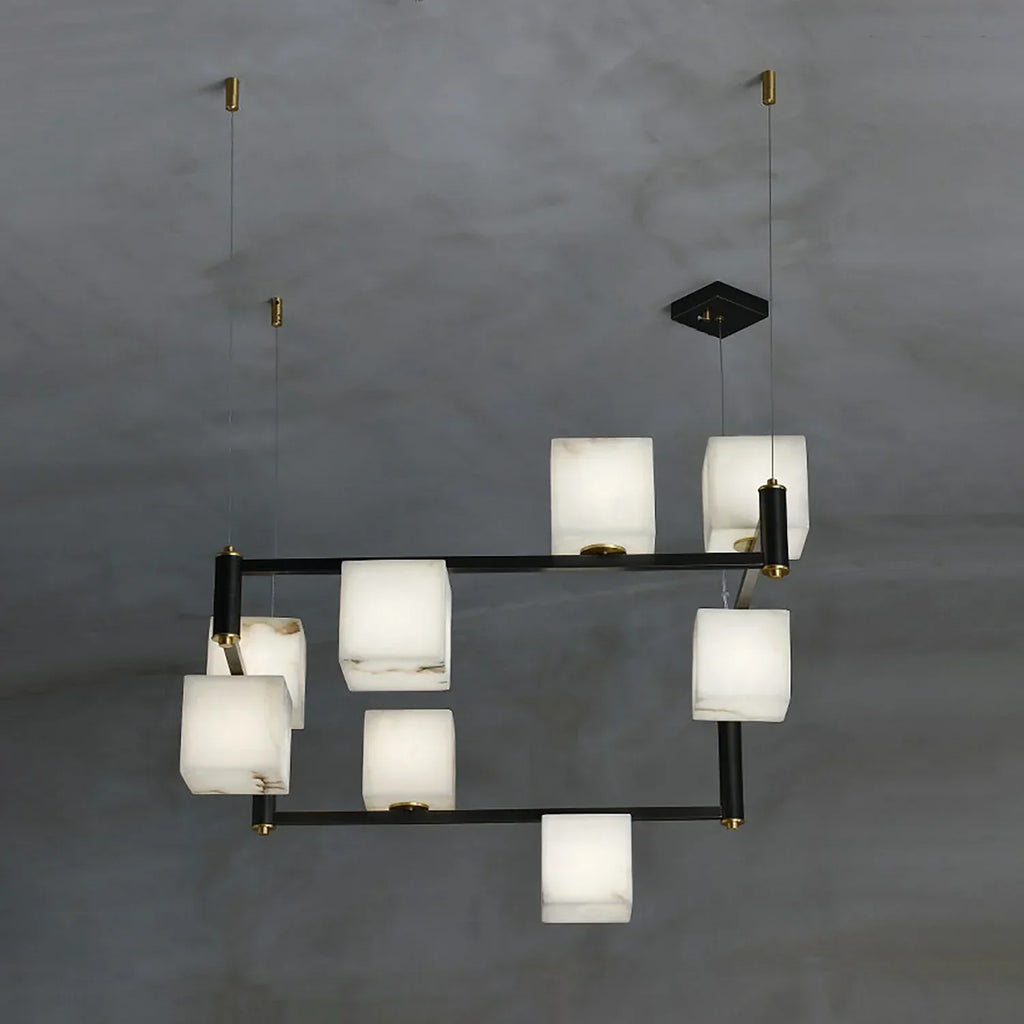 Square Alabaster Box Chandelier | wildoxy