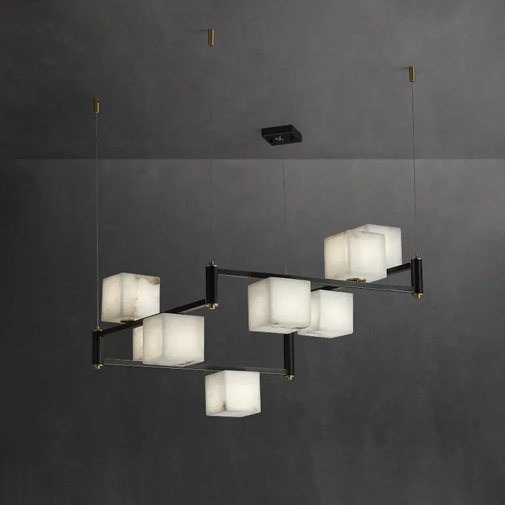 Square Alabaster Box Chandelier | wildoxy