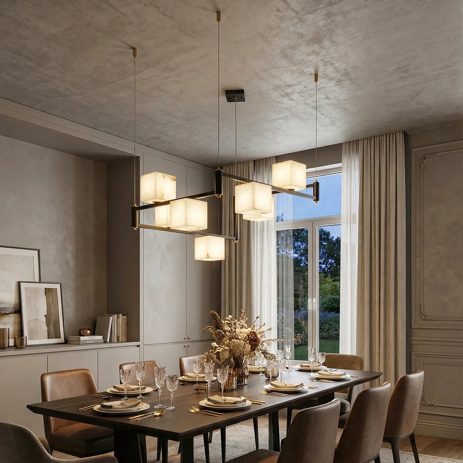 Square Alabaster Box Chandelier | wildoxy