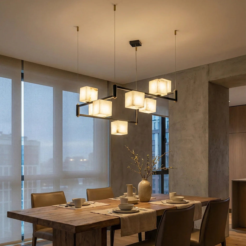 Square Alabaster Box Chandelier | wildoxy