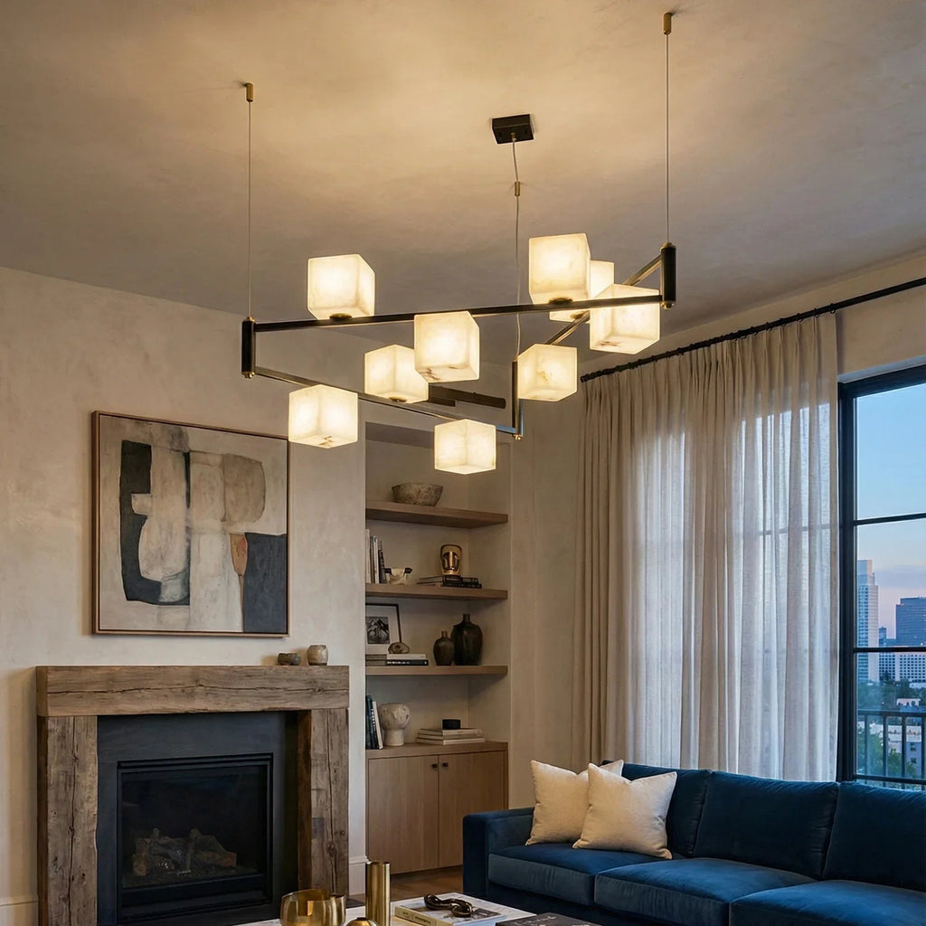 Square Alabaster Box Chandelier | wildoxy