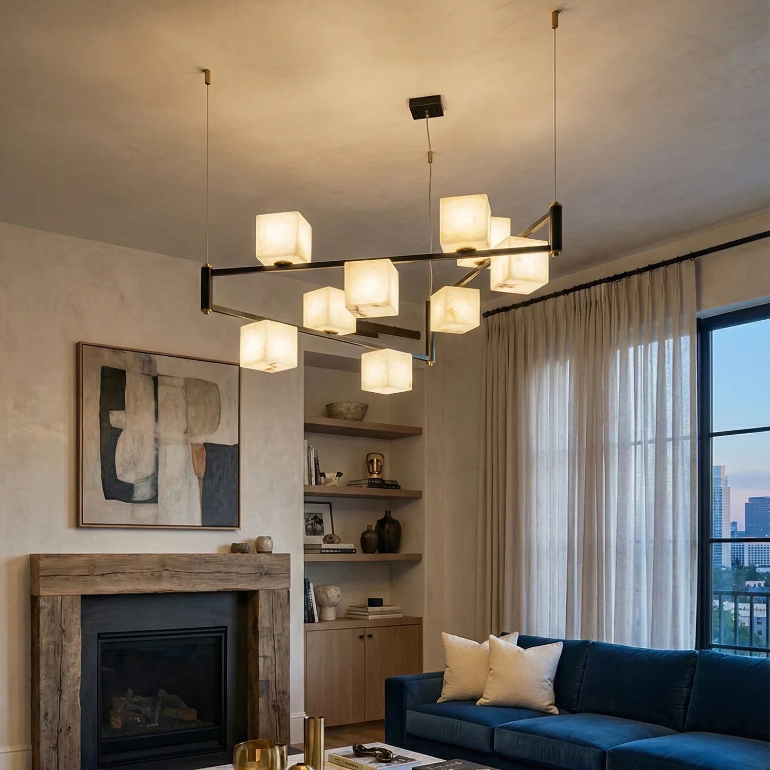 Square Alabaster Box Chandelier | wildoxy