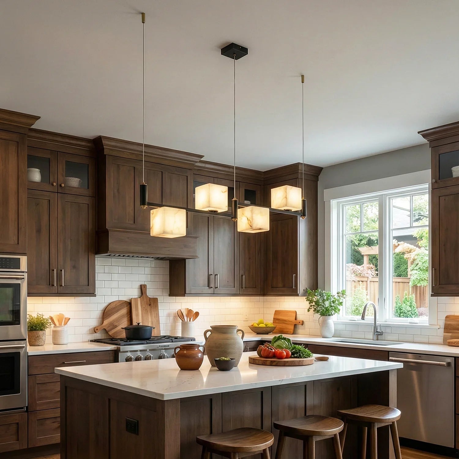 Square Alabaster Box Chandelier | wildoxy