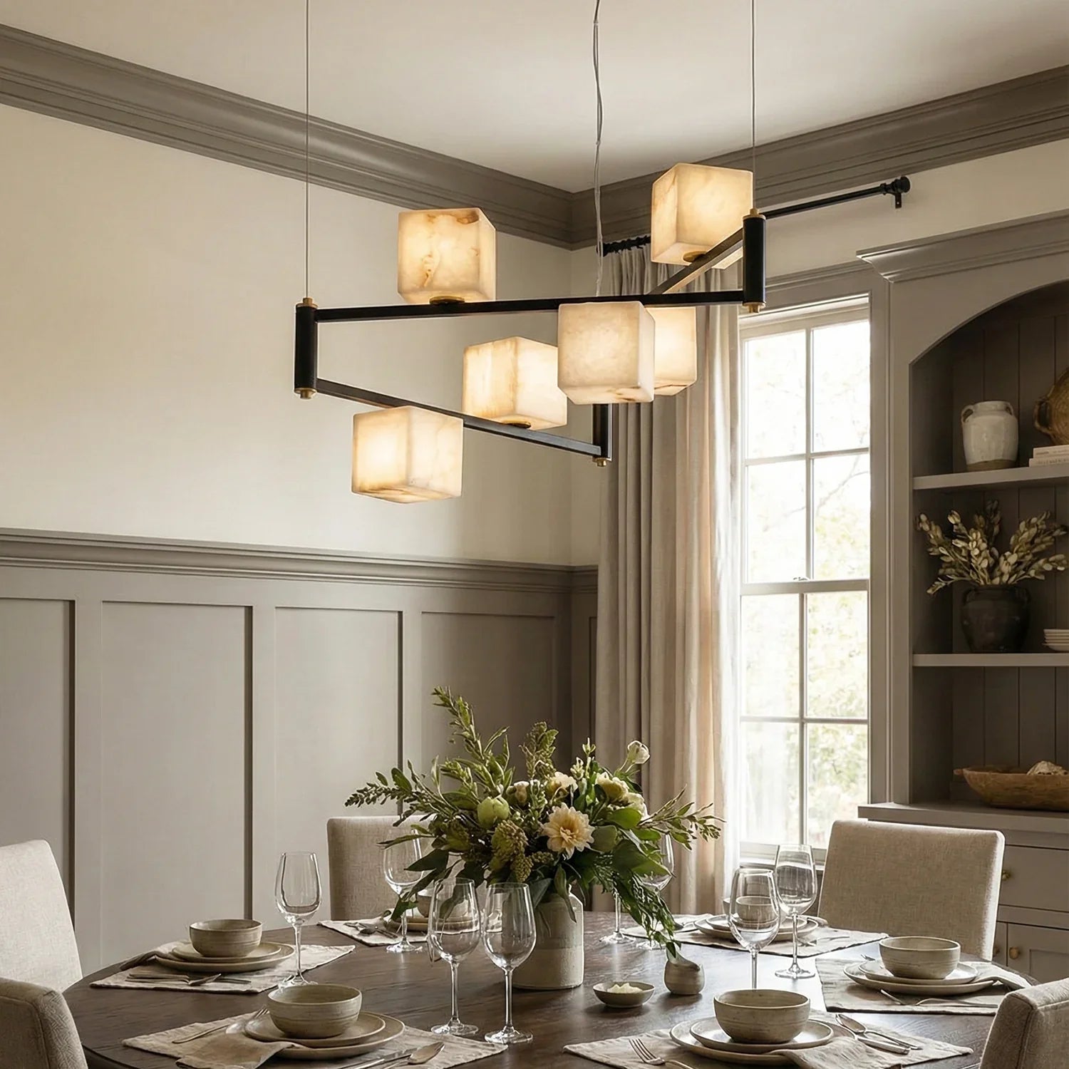 Square Alabaster Box Chandelier | wildoxy