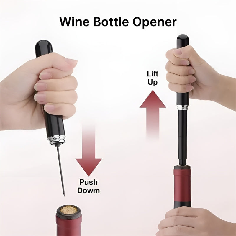 Air Pressure Wine Opener — Stainless Steel, Pull-Free